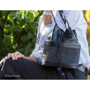 New With Tags Earthredz Leather And Suede Bucket Bag Supporting Women Artisans